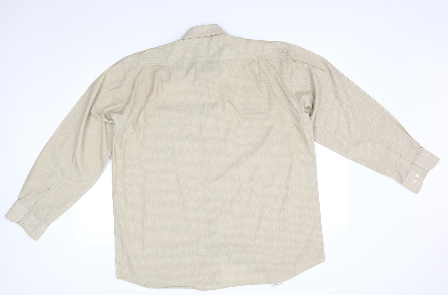 greenwoods Mens Beige Striped   Dress Shirt Size 16.5