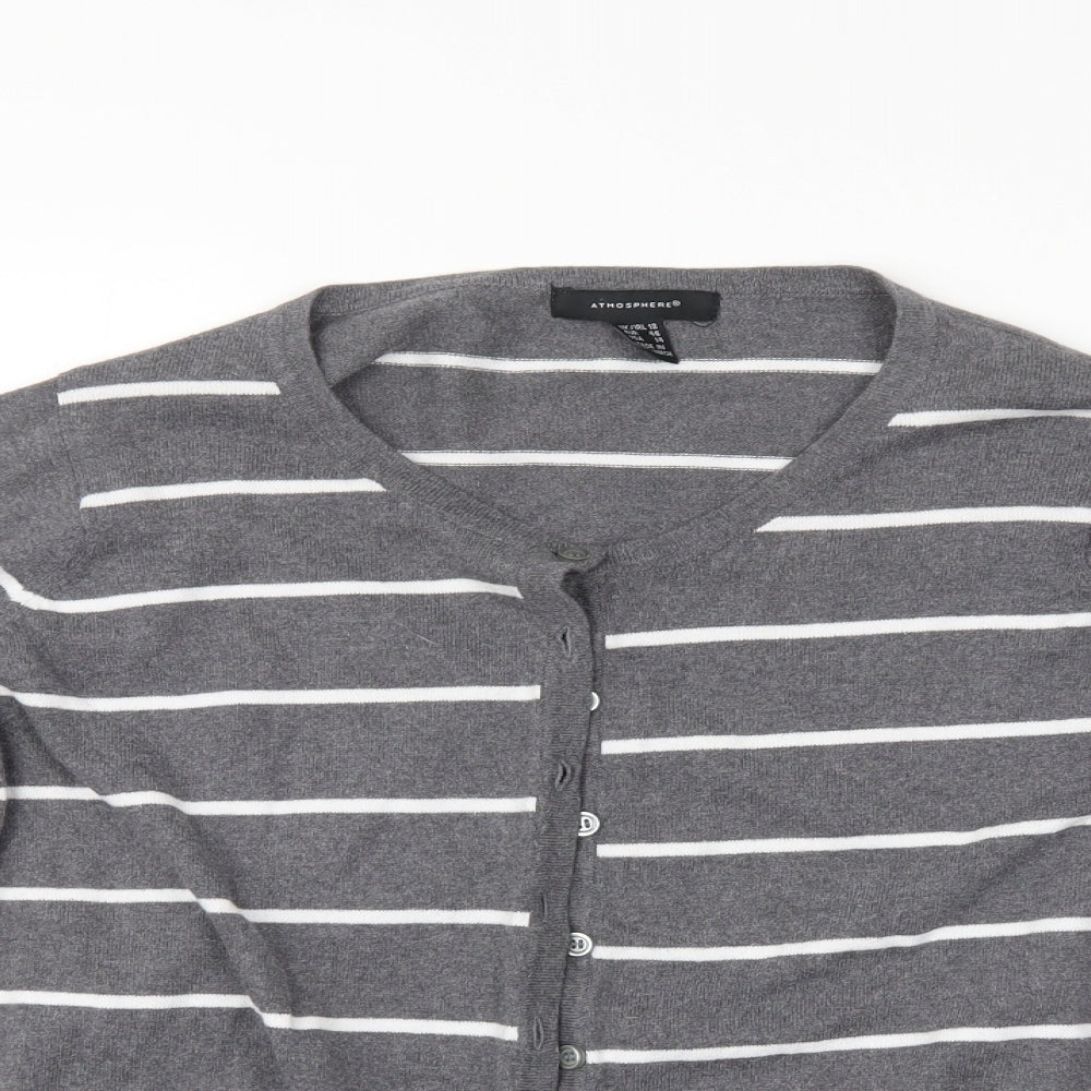 Atmosphere Womens Grey Striped  Cardigan Jumper Size 18