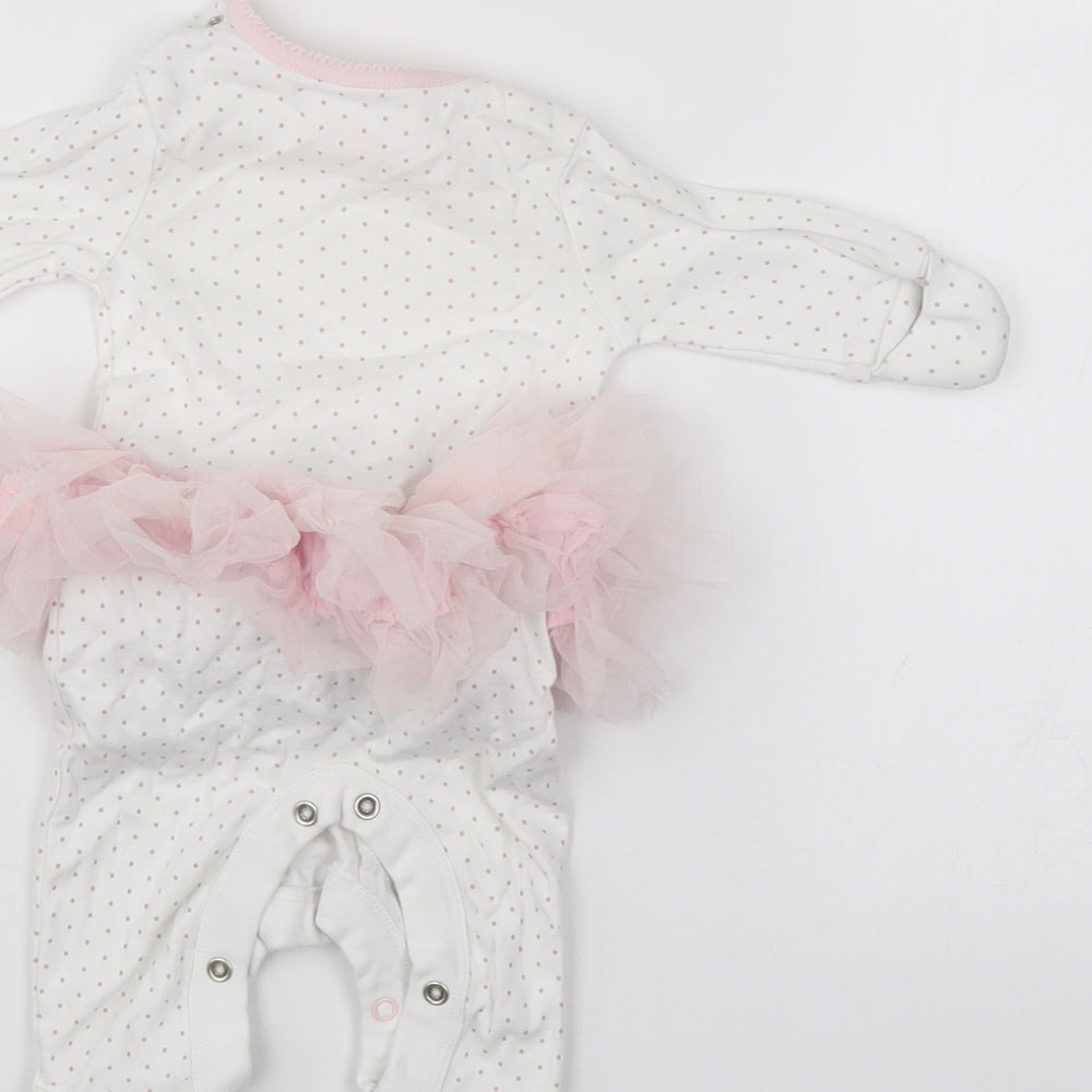 NEXT Girls White Polka Dot  Babygrow One-Piece Size Newborn