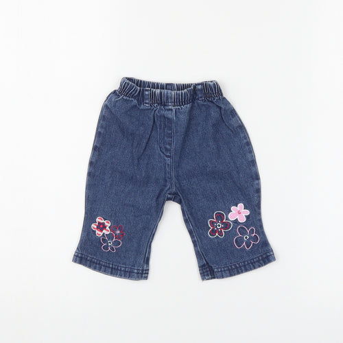 Adams Baby Blue Floral Denim  Jeans Size 3-6 Months