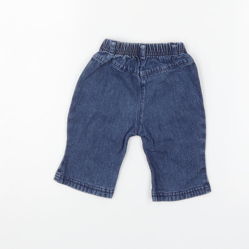 Adams Baby Blue Floral Denim  Jeans Size 3-6 Months