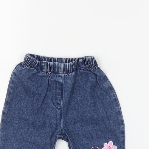 Adams Baby Blue Floral Denim  Jeans Size 3-6 Months