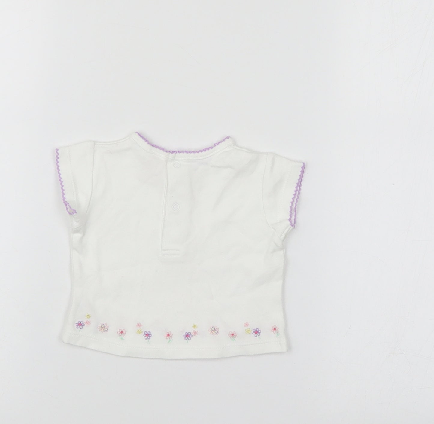Little bundle Girls White Floral  Basic T-Shirt Size 0-3 Months