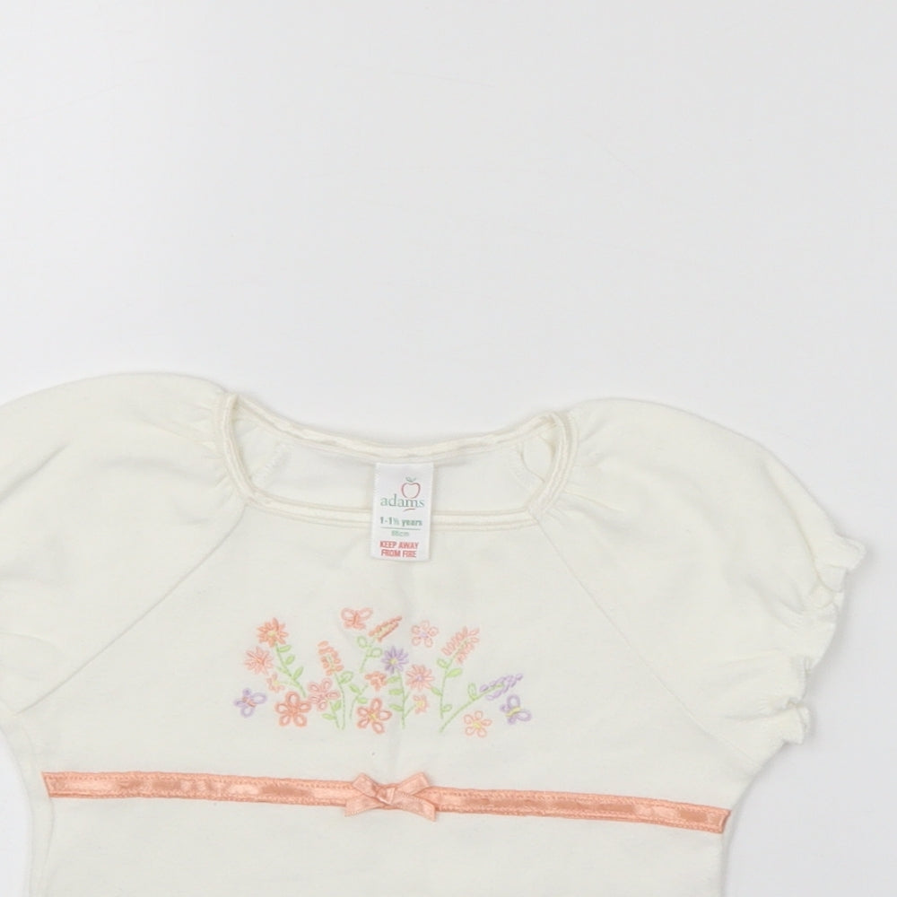 Adams Girls White Floral  Basic T-Shirt Size 12-18 Months