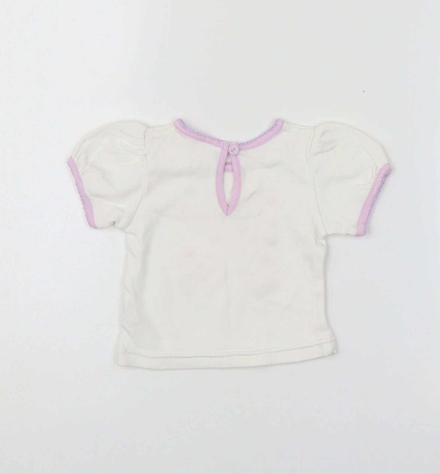 BHS Girls White Floral  Basic T-Shirt Size 0-3 Months