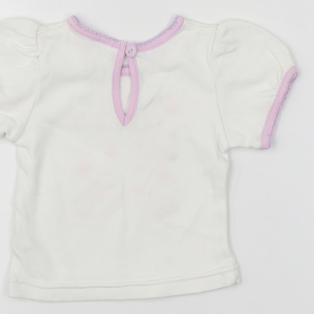 BHS Girls White Floral  Basic T-Shirt Size 0-3 Months