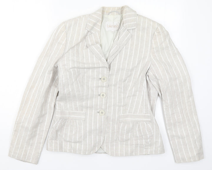 Lakeland Womens Grey Striped Jacket Suit Jacket Size 14