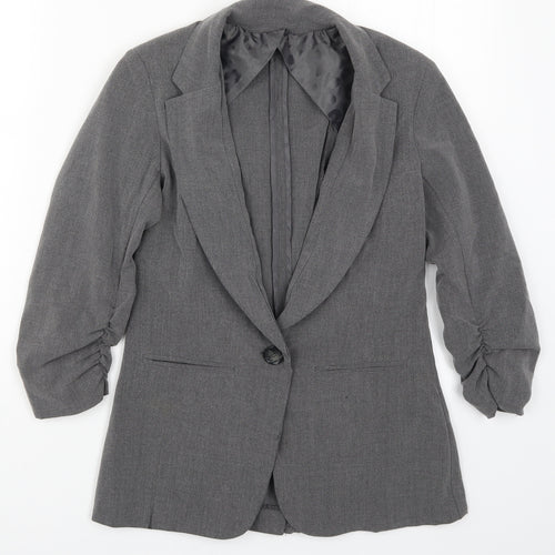 Preworn Womens Grey  Rayon Jacket Suit Jacket Size S