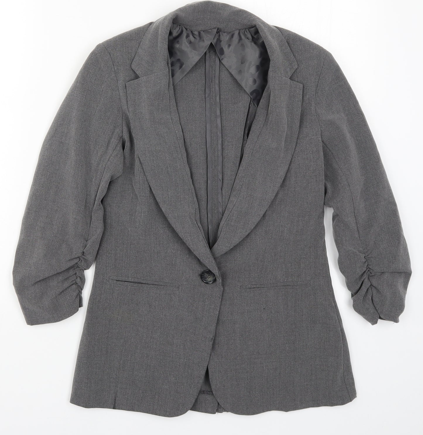 Preworn Womens Grey  Rayon Jacket Suit Jacket Size S