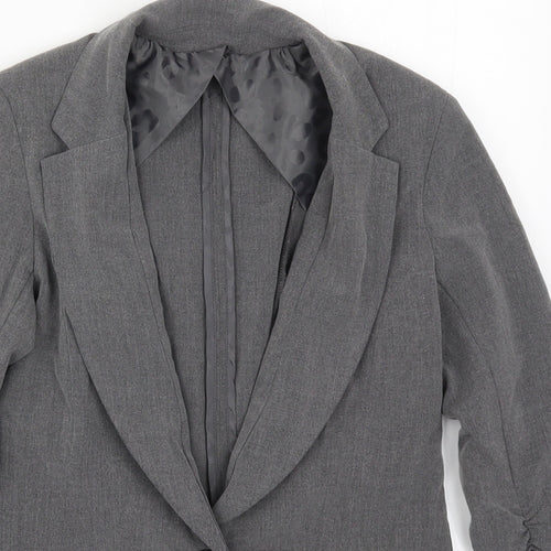 Preworn Womens Grey  Rayon Jacket Suit Jacket Size S
