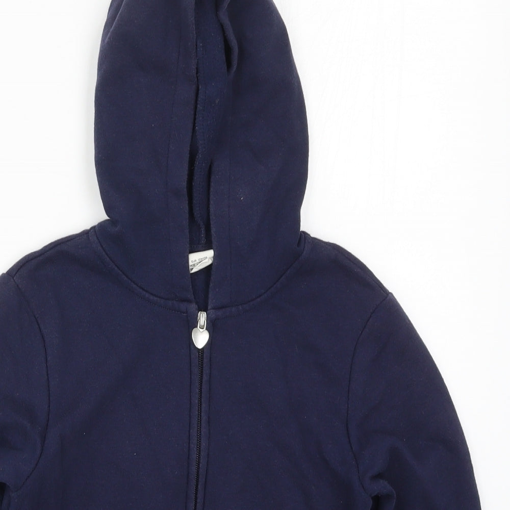 H&M Girls Blue   Full Zip Hoodie Size 6-7 Years