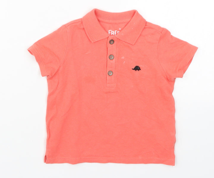F&F Boys Red Basic Polo Size 12-18 Months - Coral Coloured