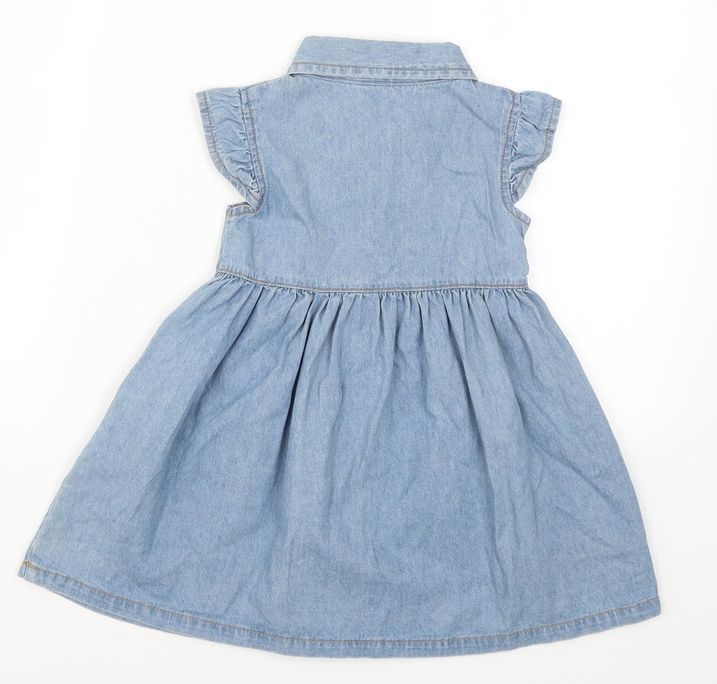 M&Co Girls Blue  Denim Skater Dress  Size 2-3 Years  - Unicorn