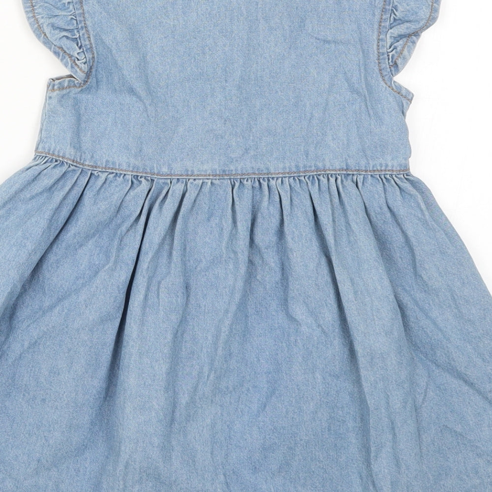 M&Co Girls Blue  Denim Skater Dress  Size 2-3 Years  - Unicorn