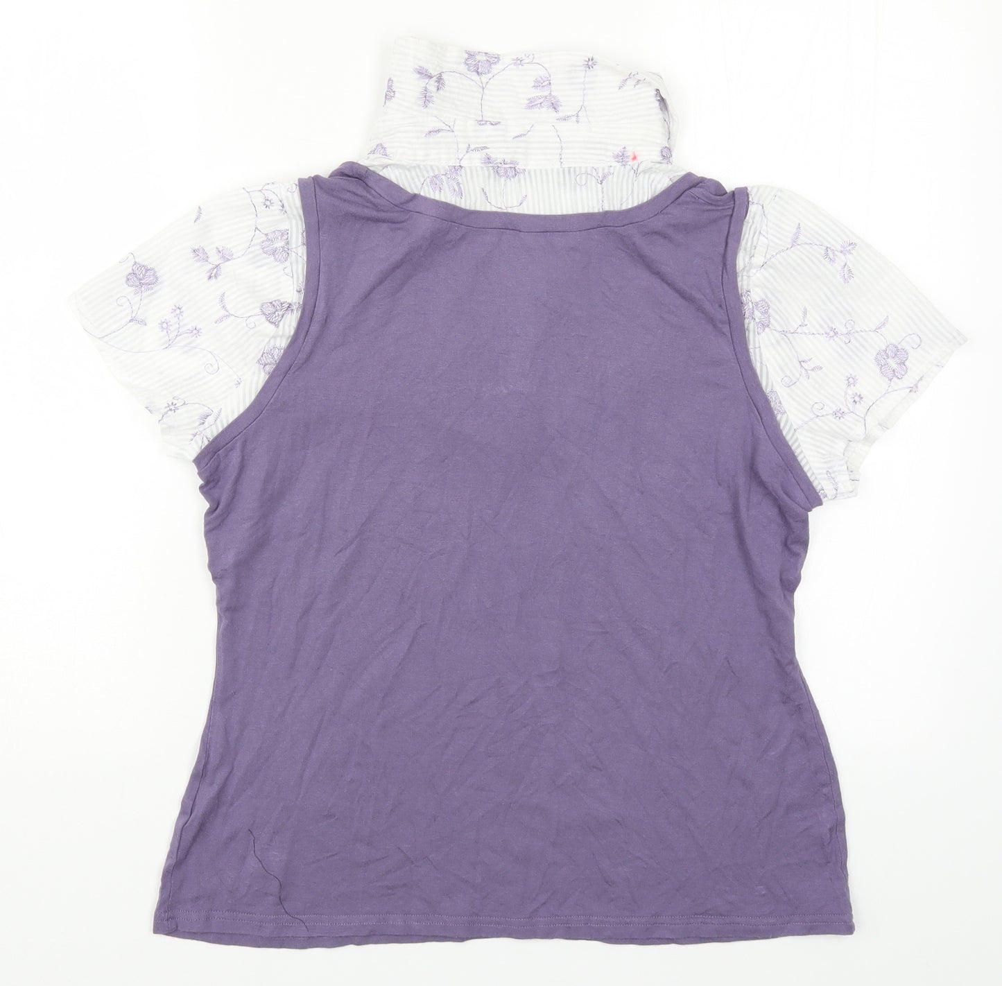 Bonmarché Womens Purple Floral  Basic T-Shirt Size 14
