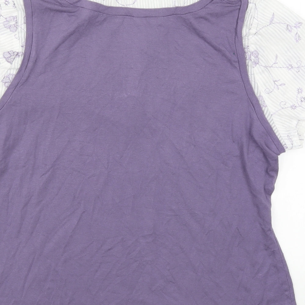 Bonmarché Womens Purple Floral  Basic T-Shirt Size 14