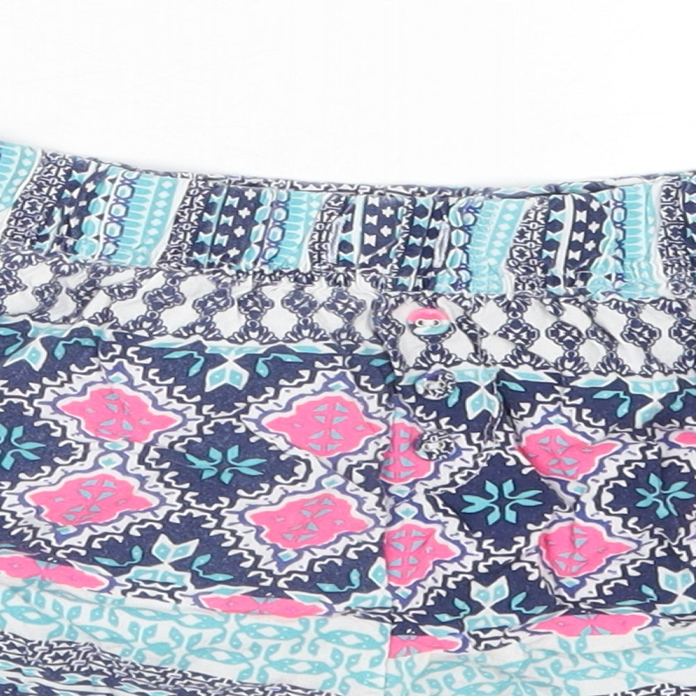 Primark Womens Blue Geometric  Hot Pants Shorts Size 14 - Loungewear