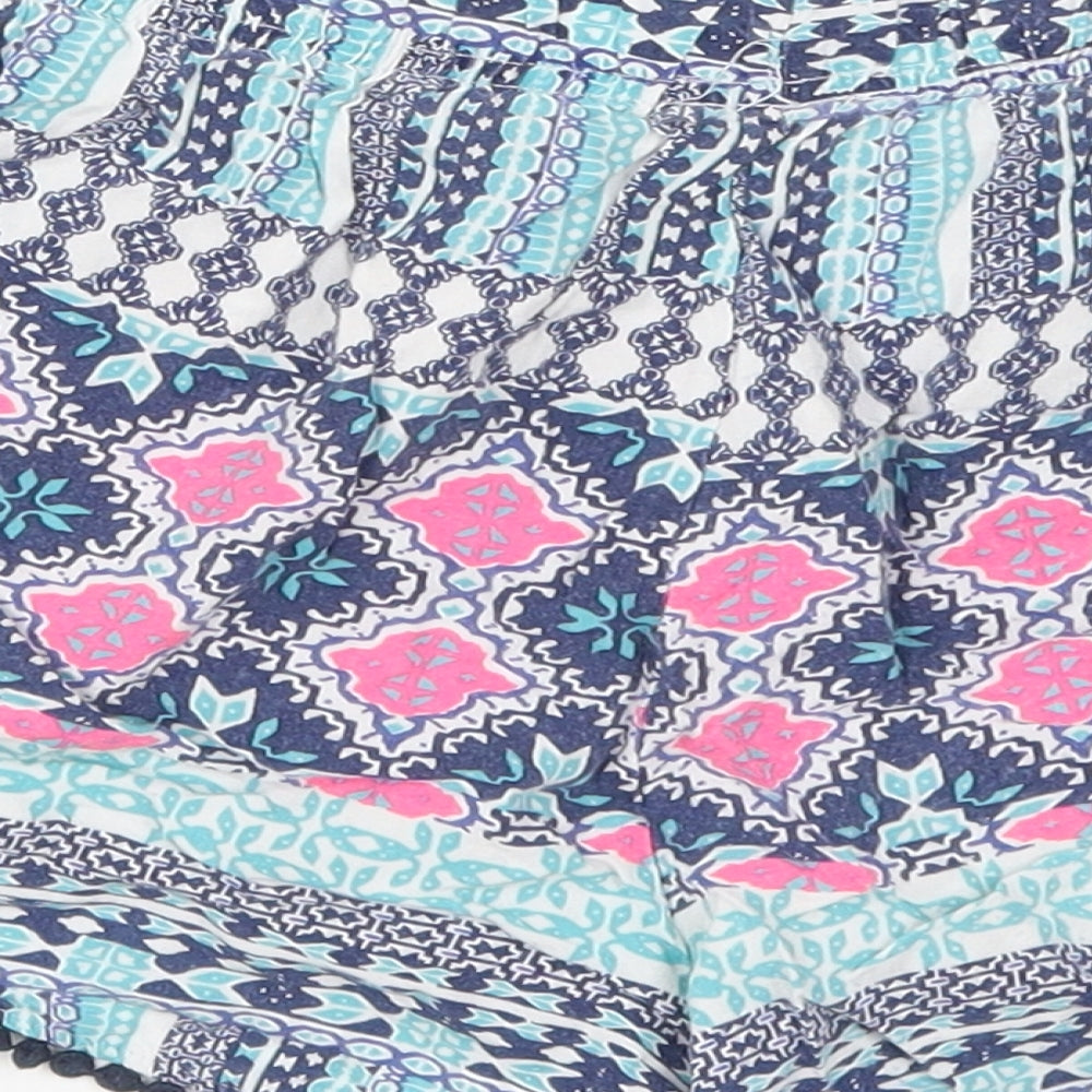 Primark Womens Blue Geometric  Hot Pants Shorts Size 14 - Loungewear