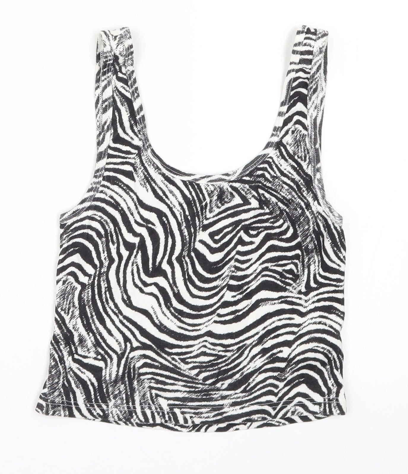 River Island Womens Black Animal Print  Cropped Tank Size 12  - Zebra Print