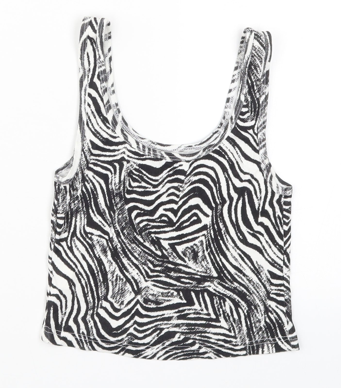 River Island Womens Black Animal Print  Cropped Tank Size 12  - Zebra Print