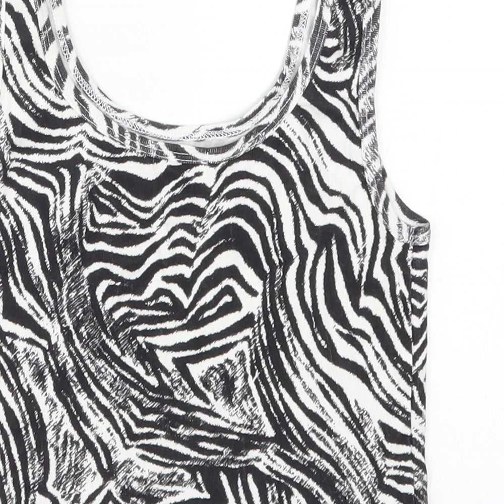 River Island Womens Black Animal Print  Cropped Tank Size 12  - Zebra Print
