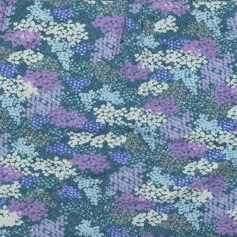 Cotton Traders Womens Blue Floral  Basic Button-Up Size 18