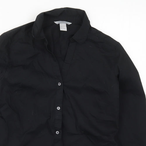 H&M Womens Black   Basic Button-Up Size 8