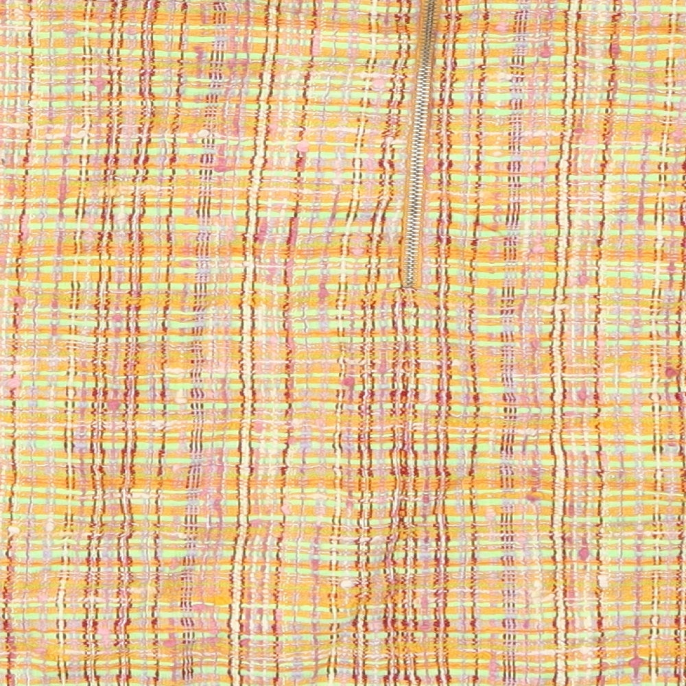 Carven Womens Orange Check  A-Line Skirt Size 10