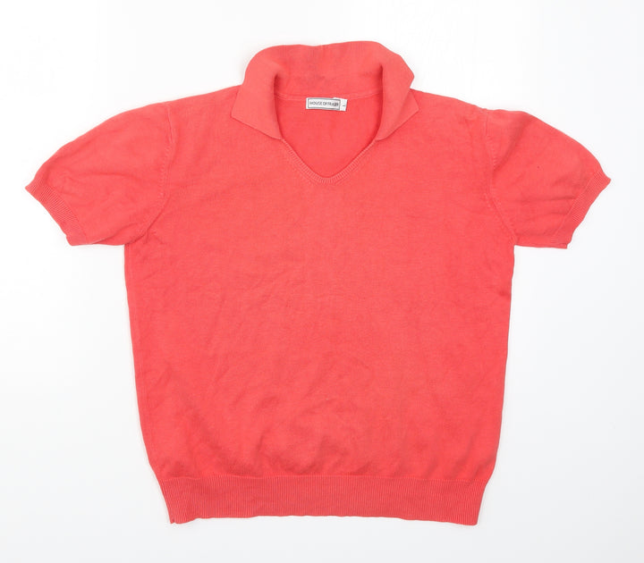 House of Fraser Womens Pink Knit Pullover Jumper Size L - Coral Coloured