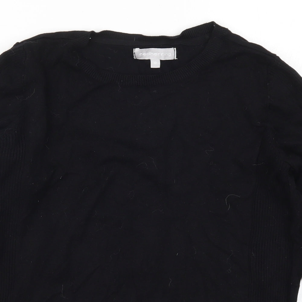 Red Herring Womens Black  Knit Pullover Jumper Size 12