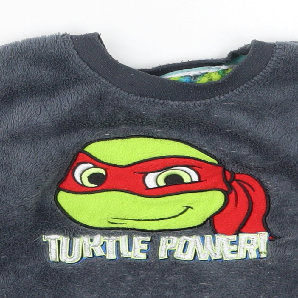 Primark Boys Grey Solid   Pyjama Top Size 2-3 Years  - Turtle Power