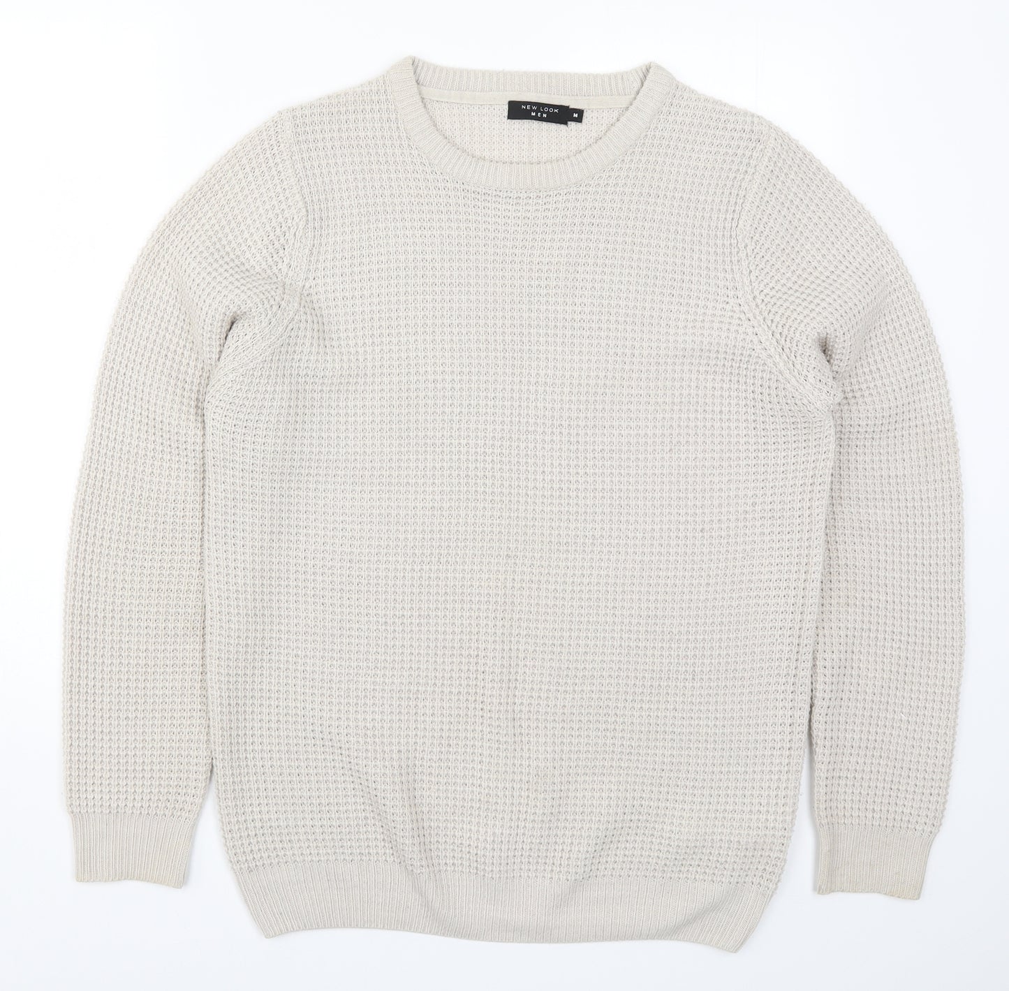 New Look Mens Beige  Knit Pullover Jumper Size M