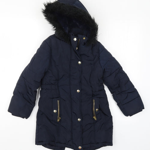 TU Girls Blue   Basic Coat Coat Size 7-8 Years