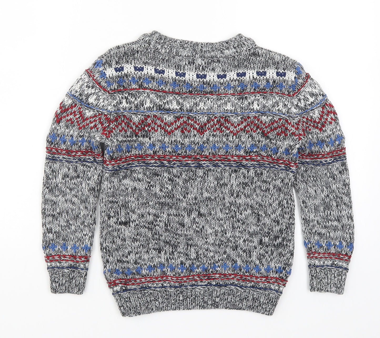 TU Boys Grey Fair Isle Knit Pullover Jumper Size 6 Years