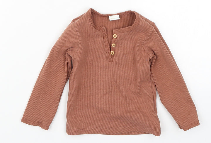 H&M Girls Brown Basic T-Shirt Size 6-9 Months