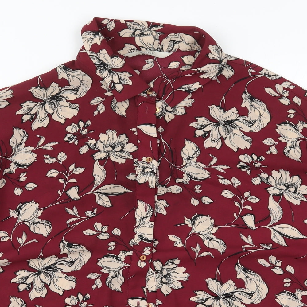 George Womens Red Floral  Basic Button-Up Size 16