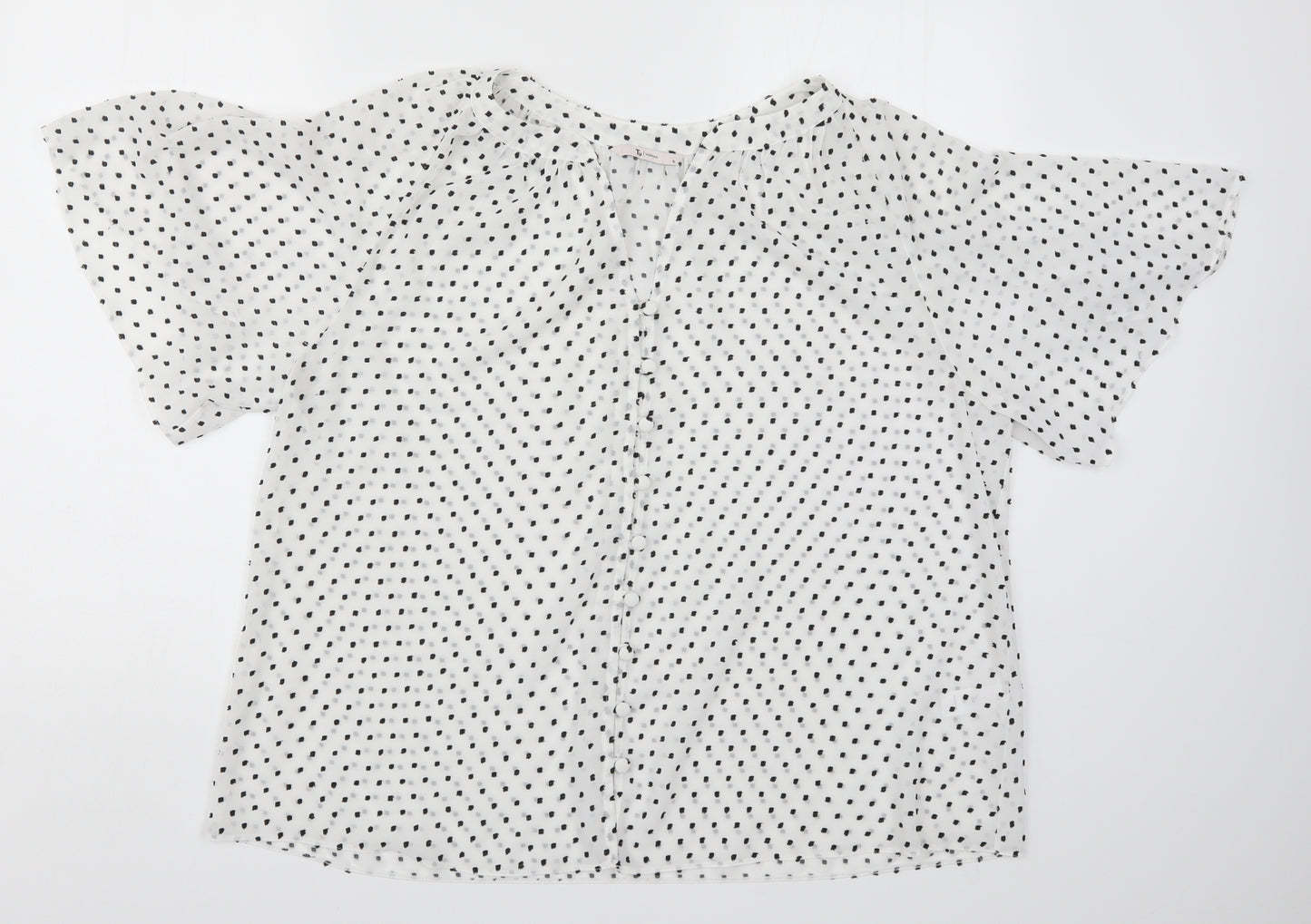 TU Womens White Polka Dot  Basic Button-Up Size 16