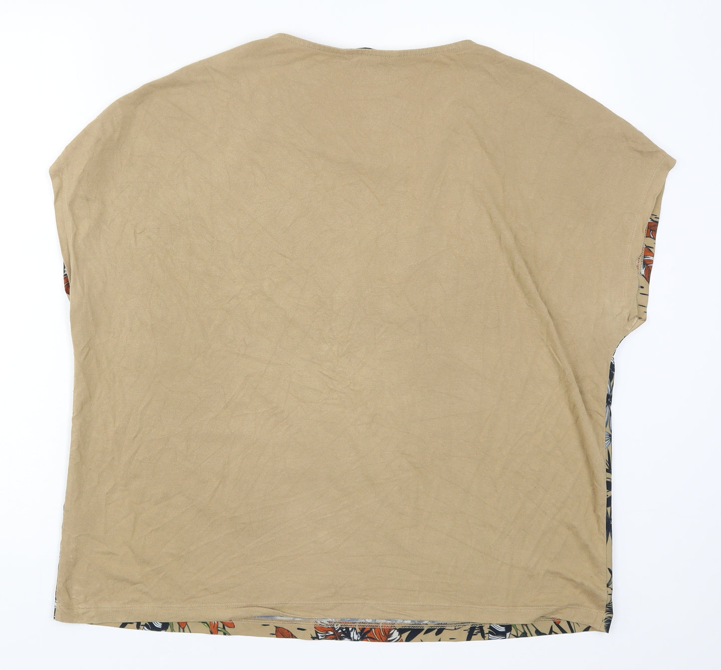 TU Womens Brown Floral  Basic T-Shirt Size 16