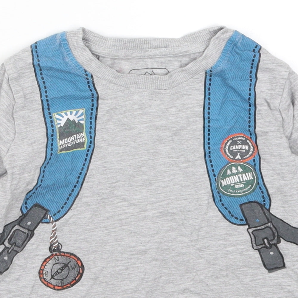 Matalan Boys Grey   Basic T-Shirt Size 3-4 Years  - Backpack