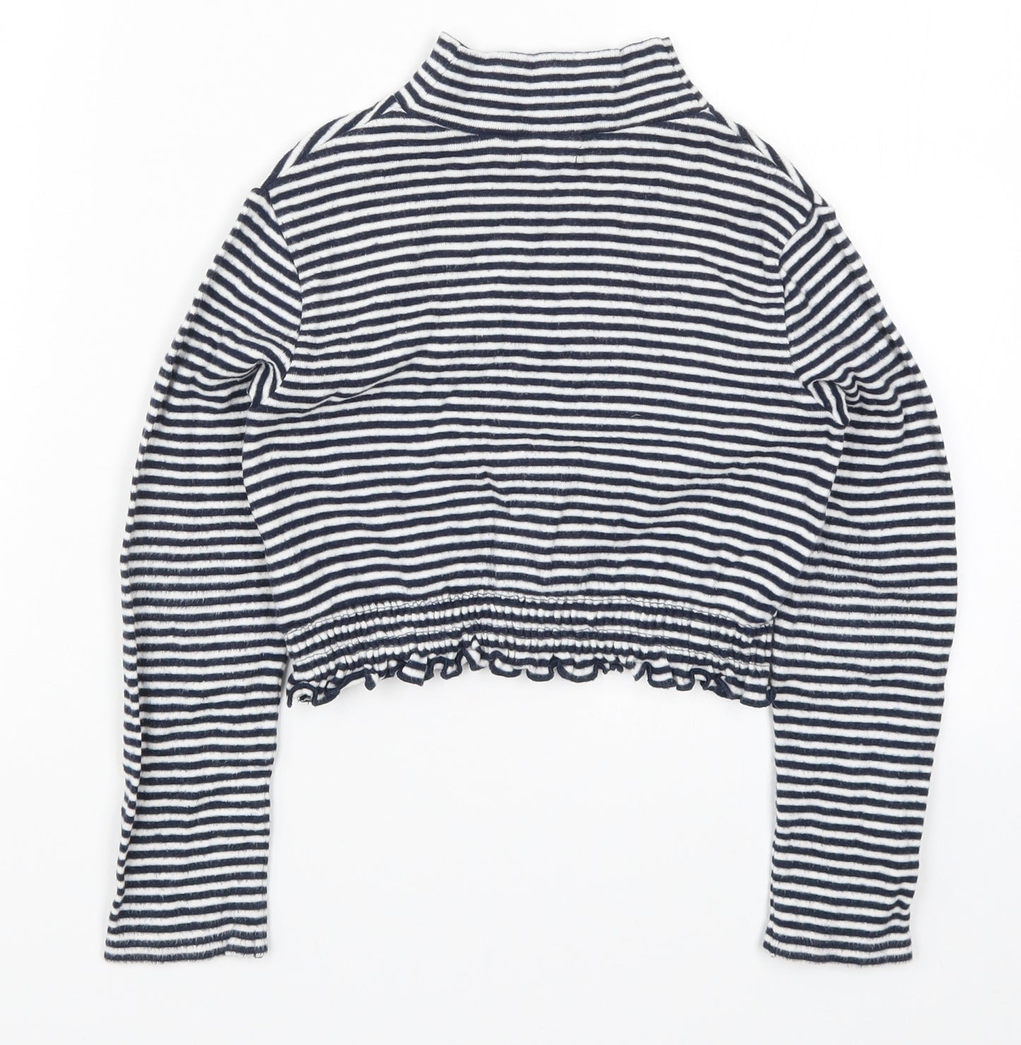 NEXT Girls Blue Striped  Cropped T-Shirt Size 8 Years