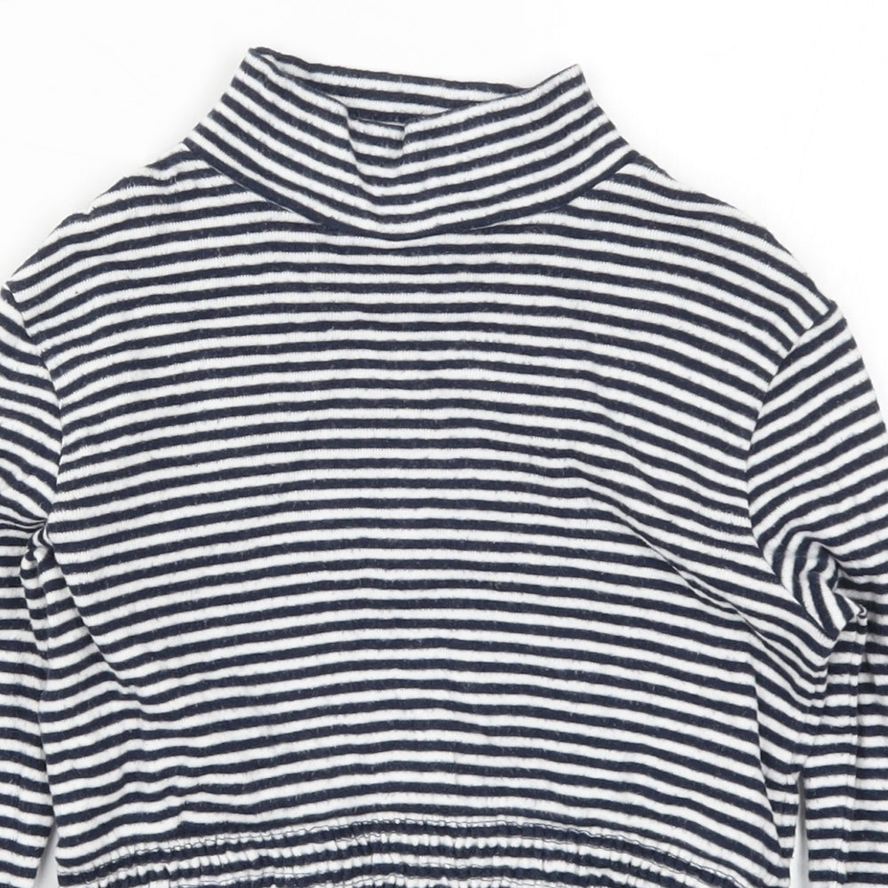 NEXT Girls Blue Striped  Cropped T-Shirt Size 8 Years