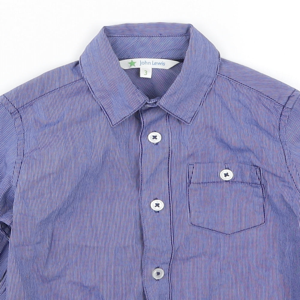 John Lewis Boys Blue Striped  Basic Button-Up Size 3 Years