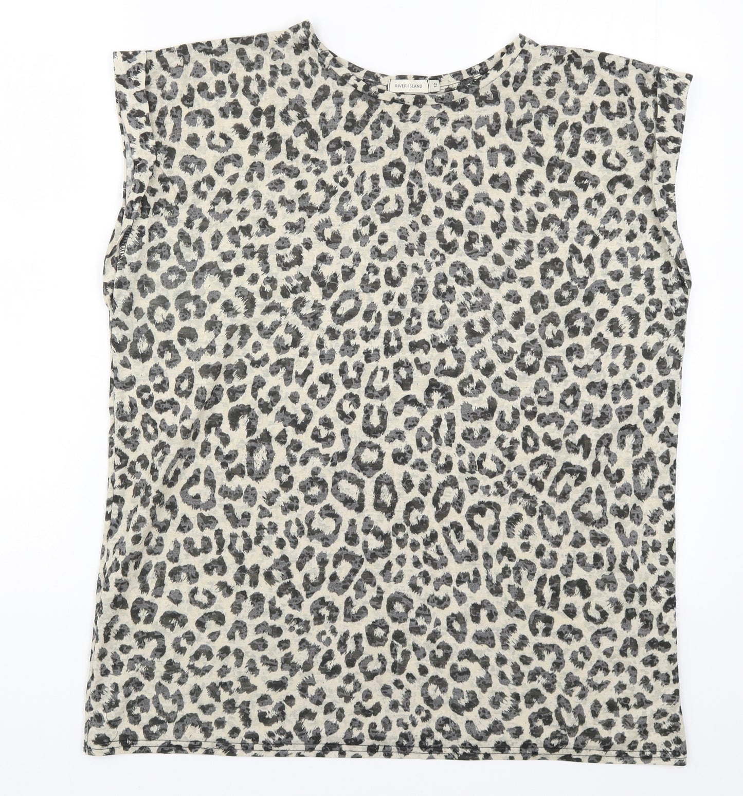 River Island Womens Beige Animal Print  Basic T-Shirt Size 12