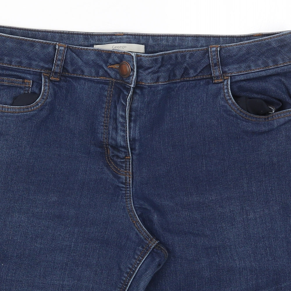 George Womens Blue  Denim Bermuda Shorts Size 14