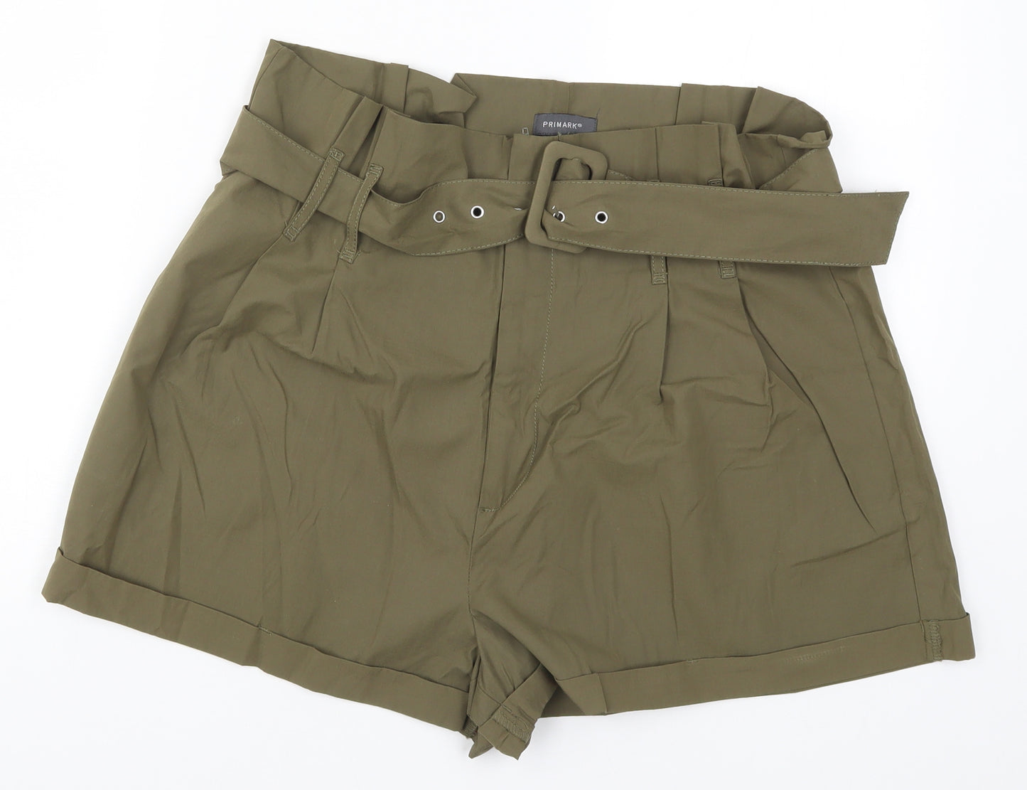 Primark Womens Green   Paperbag Shorts Size 16