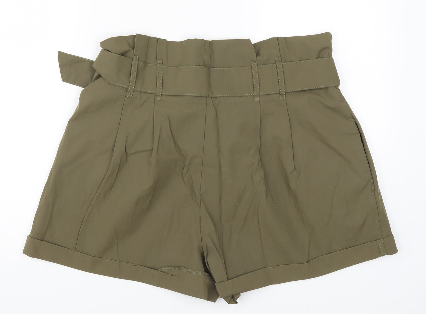 Primark Womens Green   Paperbag Shorts Size 16