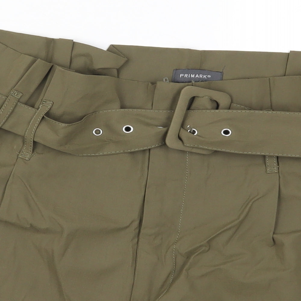 Primark Womens Green   Paperbag Shorts Size 16