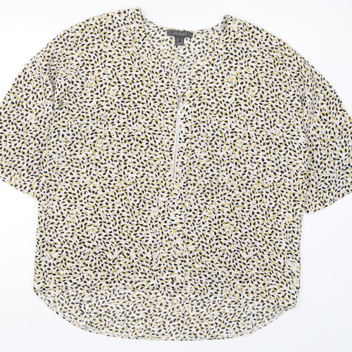 Primark Womens Pink Geometric  Basic Blouse Size 14  - Pink and Yellow