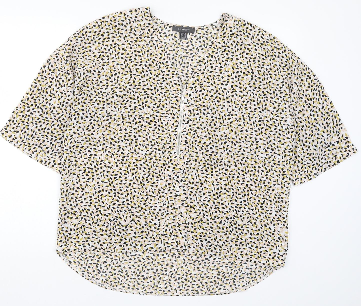 Primark Womens Pink Geometric  Basic Blouse Size 14  - Pink and Yellow