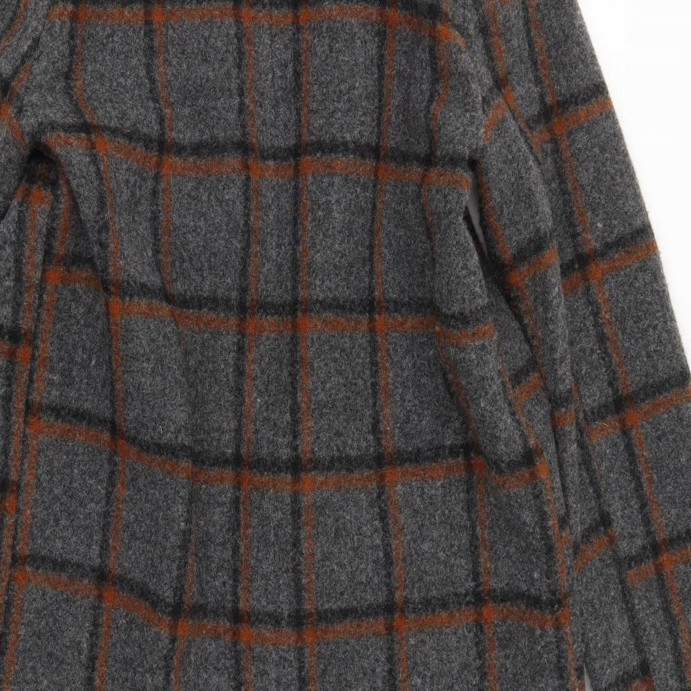 Primark Womens Grey Check  Overcoat Coat Size 8  - Brown